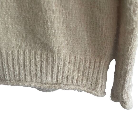 RACHEL ZOE Cream Chenille Mock Cowl Neck Long Sleeve Sweater Roll Hem XS - Picture 2 of 5